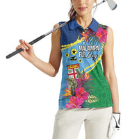 Personalized Malampa Fiji Day Together We Grow Women Sleeveless Polo Shirt Special Tapa Mix LT7 - Polynesian Pride