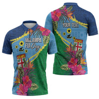 Personalized Malampa Fiji Day Together We Grow Zipper Polo Shirt Special Tapa Mix LT7 - Polynesian Pride