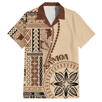 Samoa Siapo Motif Family Matching Long Sleeve Bodycon Dress and Hawaiian Shirt Classic Style LT7 Dad's Shirt - Short Sleeve Beige - Polynesian Pride
