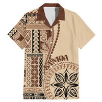 Samoa Siapo Motif Family Matching Mermaid Dress and Hawaiian Shirt Classic Style LT7 Dad's Shirt - Short Sleeve Beige - Polynesian Pride