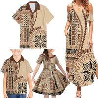 Samoa Siapo Motif Family Matching Summer Maxi Dress and Hawaiian Shirt Classic Style LT7 - Polynesian Pride