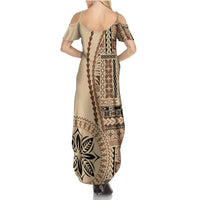 Samoa Siapo Motif Family Matching Summer Maxi Dress and Hawaiian Shirt Classic Style LT7 - Polynesian Pride