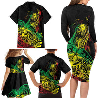 Personalised Reggae Jawaiian Festive Family Matching Long Sleeve Bodycon Dress and Hawaiian Shirt Mix Polynesian LT7 - Polynesian Pride