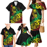 Personalised Reggae Jawaiian Festive Family Matching Mermaid Dress and Hawaiian Shirt Mix Polynesian LT7 - Polynesian Pride