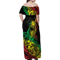 Personalised Reggae Jawaiian Festive Family Matching Off Shoulder Maxi Dress and Hawaiian Shirt Mix Polynesian LT7 - Polynesian Pride