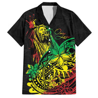 Personalised Reggae Jawaiian Festive Family Matching Off Shoulder Short Dress and Hawaiian Shirt Mix Polynesian LT7 Dad's Shirt - Short Sleeve Reggae - Polynesian Pride