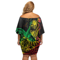 Personalised Reggae Jawaiian Festive Family Matching Off Shoulder Short Dress and Hawaiian Shirt Mix Polynesian LT7 - Polynesian Pride