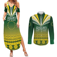 Cook Islands Rugby Custom Couples Matching Summer Maxi Dress and Long Sleeve Button Shirt Kuki Avaiki - Polynesian Pride