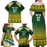 Cook Islands Rugby Custom Family Matching Off Shoulder Maxi Dress and Hawaiian Shirt Kuki Avaiki LT7 - Polynesian Pride