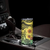 Honolulu Hawaii Skinny Tumbler Ilima Plumeria with Hula Girl LT7 - Polynesian Pride