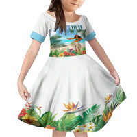 Personalised Hawaii Hula Girl Family Matching Off Shoulder Short Dress and Hawaiian Shirt Honolulu Festival LT7 Daughter's Dress Art - Polynesian Pride