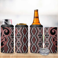 Maori Taniko Patterns 4 in 1 Can Cooler Tumbler Brown Patiki Motifs Mix Whakairo Ngaru LT7 - Polynesian Pride