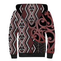 Maori Taniko Patterns Sherpa Hoodie Brown Patiki Motifs Mix Whakairo Ngaru LT7 - Polynesian Pride