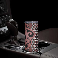 Maori Taniko Patterns Skinny Tumbler Brown Patiki Motifs Mix Whakairo Ngaru LT7 - Polynesian Pride
