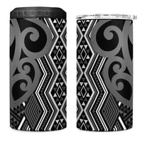 Maori Taniko Patterns 4 in 1 Can Cooler Tumbler Black Patiki Motifs Mix Whakairo Ngaru LT7 One Size: 16 oz Black - Polynesian Pride