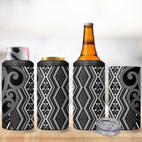 Maori Taniko Patterns 4 in 1 Can Cooler Tumbler Black Patiki Motifs Mix Whakairo Ngaru LT7 - Polynesian Pride