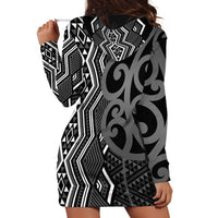 Maori Taniko Patterns Hoodie Dress Black Patiki Motifs Mix Whakairo Ngaru LT7 - Polynesian Pride