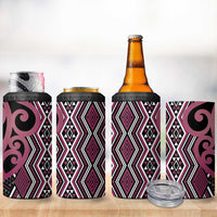 Maori Taniko Patterns 4 in 1 Can Cooler Tumbler Pink Patiki Motifs Mix Whakairo Ngaru LT7 - Polynesian Pride