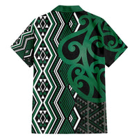 Maori Taniko Patterns Family Matching Off Shoulder Short Dress and Hawaiian Shirt Pounamu Patiki Motifs Mix Whakairo Ngaru LT7 - Polynesian Pride