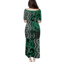 Maori Taniko Patterns Family Matching Puletasi and Hawaiian Shirt Pounamu Patiki Motifs Mix Whakairo Ngaru LT7 - Polynesian Pride