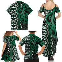 Maori Taniko Patterns Family Matching Summer Maxi Dress and Hawaiian Shirt Pounamu Patiki Motifs Mix Whakairo Ngaru LT7 - Polynesian Pride
