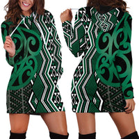 Maori Taniko Patterns Hoodie Dress Pounamu Patiki Motifs Mix Whakairo Ngaru LT7 - Polynesian Pride