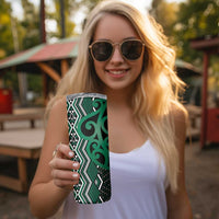 Maori Taniko Patterns Skinny Tumbler Pounamu Patiki Motifs Mix Whakairo Ngaru LT7 - Polynesian Pride