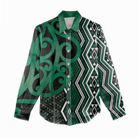 Maori Taniko Patterns Women Casual Shirt Pounamu Patiki Motifs Mix Whakairo Ngaru LT7 - Polynesian Pride