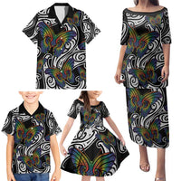 Aotearoa Takatapui Pride Family Matching Puletasi and Hawaiian Shirt Rainbow Butterfly - Free To Love LT7 - Polynesian Pride