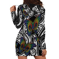 Aotearoa Takatapui Pride Hoodie Dress Rainbow Butterfly - Free To Love LT7 - Polynesian Pride