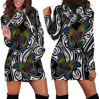 Aotearoa Takatapui Pride Hoodie Dress Rainbow Butterfly - Free To Love LT7 - Polynesian Pride