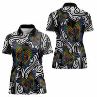 Aotearoa Takatapui Pride Women Polo Shirt Rainbow Butterfly - Free To Love LT7 - Polynesian Pride