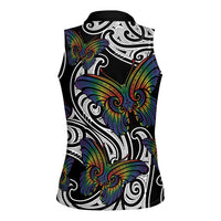 Aotearoa Takatapui Pride Women Sleeveless Polo Shirt Rainbow Butterfly - Free To Love LT7 - Polynesian Pride