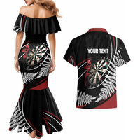 New Zealand Darts Personalised Couples Matching Mermaid Dress and Hawaiian Shirt Silver Fern Dynamic LT7 - Polynesian Pride