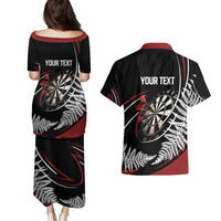 New Zealand Darts Personalised Couples Matching Puletasi and Hawaiian Shirt Silver Fern Dynamic LT7 - Polynesian Pride