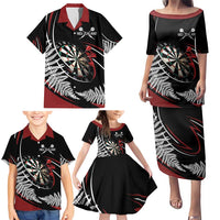 New Zealand Darts Personalised Family Matching Puletasi and Hawaiian Shirt Silver Fern Dynamic LT7 - Polynesian Pride