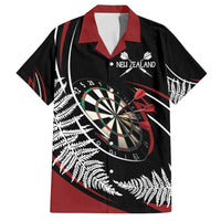New Zealand Darts Personalised Family Matching Puletasi and Hawaiian Shirt Silver Fern Dynamic LT7 Dad's Shirt - Short Sleeve Red - Polynesian Pride