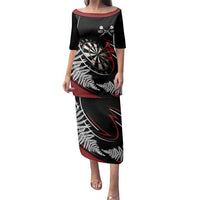 New Zealand Darts Personalised Family Matching Puletasi and Hawaiian Shirt Silver Fern Dynamic LT7 Mom's Dress Red - Polynesian Pride