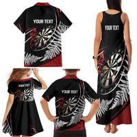 New Zealand Darts Personalised Family Matching Tank Maxi Dress and Hawaiian Shirt Silver Fern Dynamic LT7 - Polynesian Pride