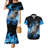 Maori Matariki Te Araroa Paikea Starry Couples Matching Mermaid Dress and Hawaiian Shirt Tangaroa Whakatauki LT7 Black - Polynesian Pride