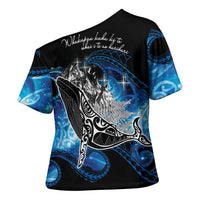 Maori Matariki Te Araroa Paikea Starry Cross Shoulder Shirt Tangaroa Whakatauki