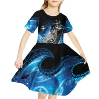 Maori Matariki Te Araroa Paikea Starry Kid Short Sleeve Dress Tangaroa Whakatauki