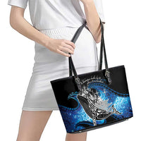 Maori Matariki Te Araroa Paikea Starry Leather Tote Bag Tangaroa Whakatauki