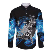 Maori Matariki Te Araroa Paikea Starry Long Sleeve Button Shirt Tangaroa Whakatauki