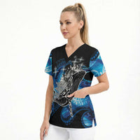 Maori Matariki Te Araroa Paikea Starry Scrub Top Tangaroa Whakatauki