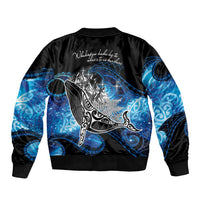Maori Matariki Te Araroa Paikea Starry Sleeve Zip Bomber Jacket Tangaroa Whakatauki