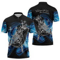 Maori Matariki Te Araroa Paikea Starry Zipper Polo Shirt Tangaroa Whakatauki