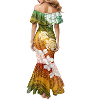 Kanaka Maoli Hawaii Flag Day Family Matching Mermaid Dress and Hawaiian Shirt Vibrant Frangipani LT7 - Polynesian Pride