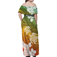 Kanaka Maoli Hawaii Flag Day Family Matching Off Shoulder Maxi Dress and Hawaiian Shirt Vibrant Frangipani LT7 - Polynesian Pride