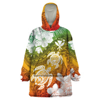 Kanaka Maoli Hawaii Flag Day Wearable Blanket Hoodie Vibrant Frangipani LT7 One Size Colorful - Polynesian Pride